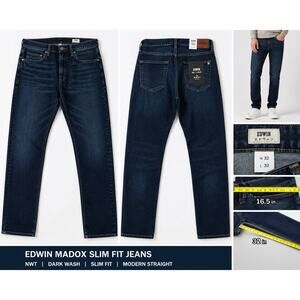 Edwin NWT Men's Maddox Slim Fit Jean Size 31 Blue River Mid Rise Made In USA